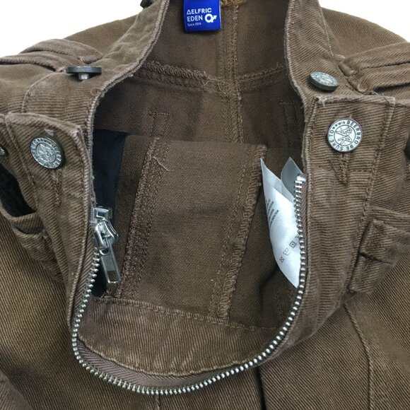 AELFRIC EDEN Brown Logo Hardware Wide Leg Denim jeans - Picture 11 of 12